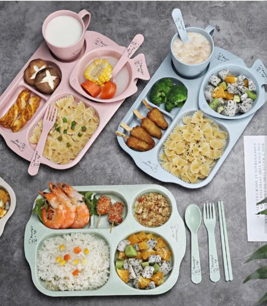 Set de Alimentación para Bebé en Fibra de Bambú | Vajilla Infantil 6 Piezas