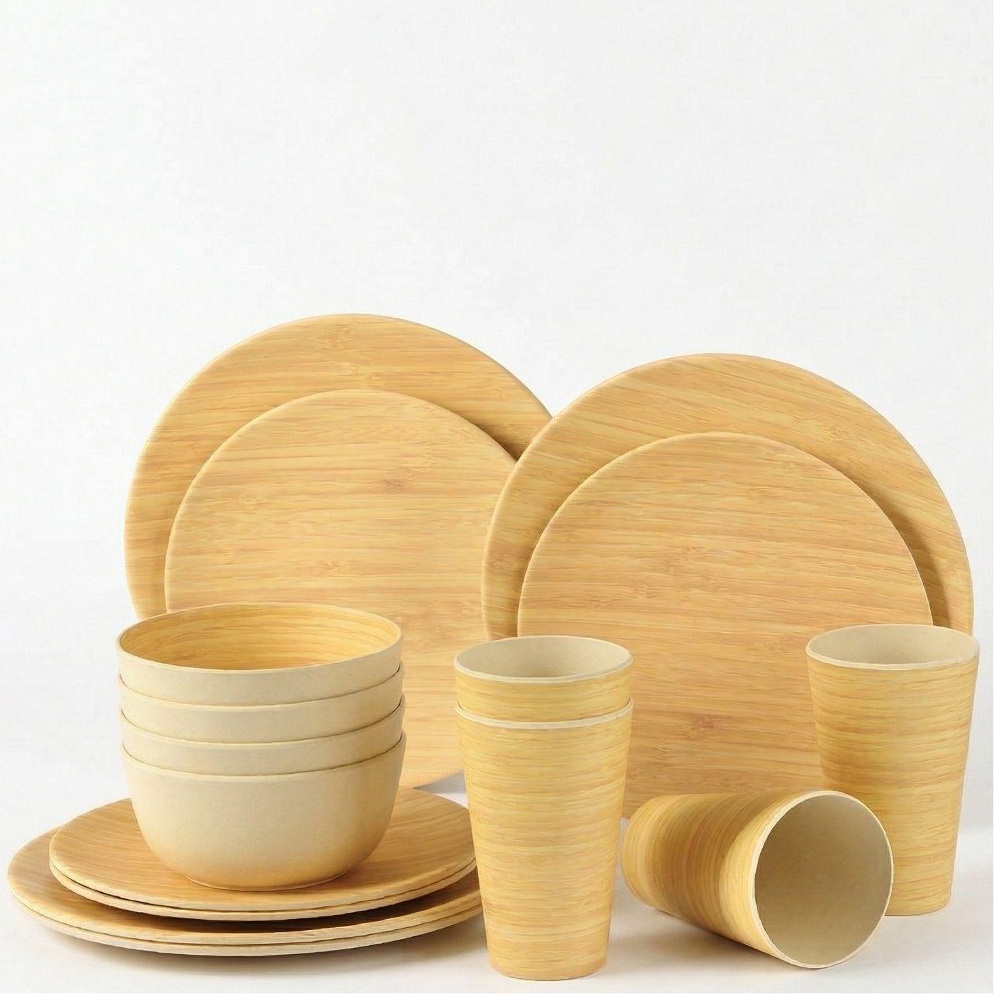 Vajilla Ecológica en Fibra de Bambú (16 piezas) | Juego de 4 Puestos