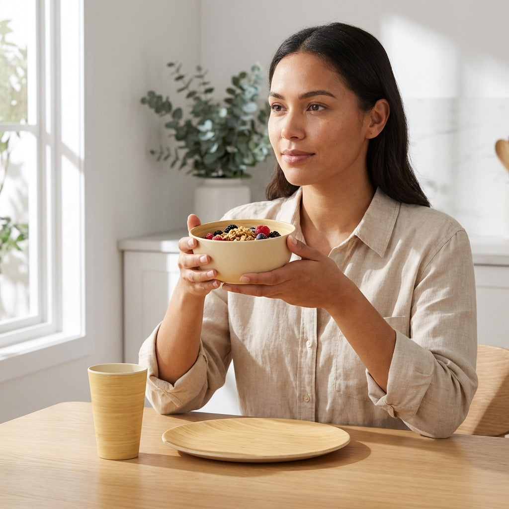 Vajilla Ecológica en Fibra de Bambú (16 piezas) | Juego de 4 Puestos