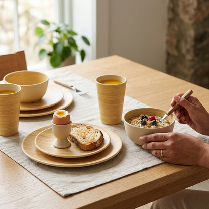 Vajilla Ecológica en Fibra de Bambú (16 piezas) | Juego de 4 Puestos